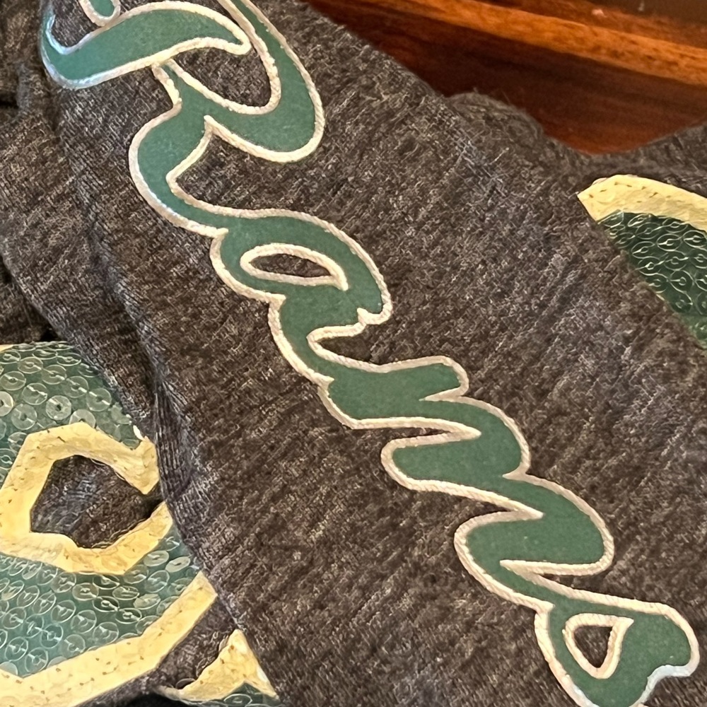 CSU Colorado State Rams Women’s S Long Sleeve Shirt Gray + Green + Tan Sequins - Picture 8 of 9